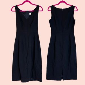 J. Crew Black V-Neck Wool Sheath Dress